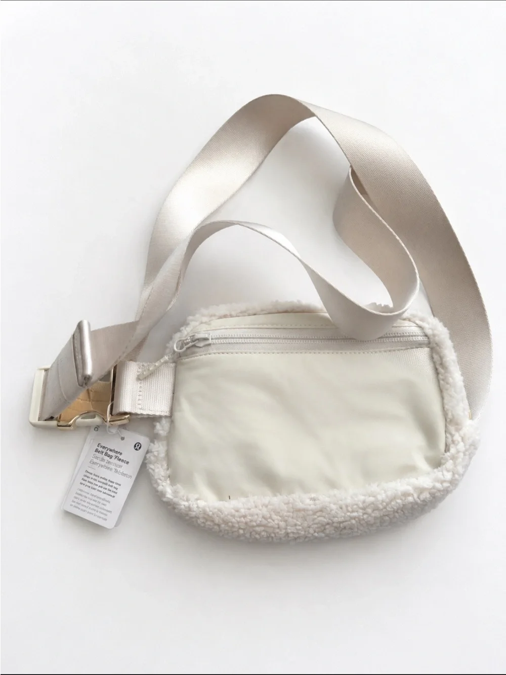 lululemon Everywhere Belt Bag Fleece, WHTO/GOLD, style LU9B18S ~ NWT